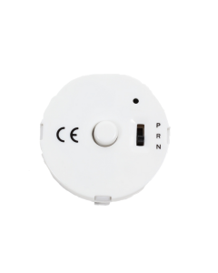 White circular voice recorder replacement part featuring a central button and a P-R-N mode switch on a clean white background.